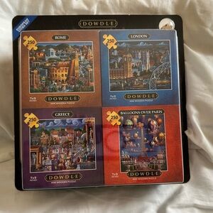 Mini Wooden Puzzle Set - Rome, London, Greece, Balloons Over Paris